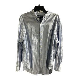 Polo Ralph Lauren Shirt Mens XL Blue Striped Classic Fit Button Down Pony Cotton